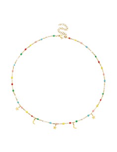 Collar Acero - Enamel Multi - Luna Estrella - 38+5 cm - Color Oro 2