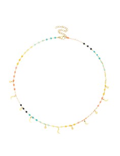 Collar Acero - Enamel Multi - Luna Chapa - 38+5 cm - Color Oro 2