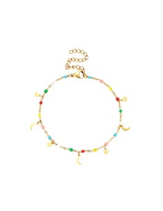 Pulsera Acero - Enamel Multi - Luna Chapa - 16+5 cm - Color Oro 2