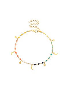 Pulsera Acero - Enamel Multi - Luna Chapa - 16+5 cm - Color Oro 2