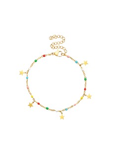 Pulsera Acero - Enamel Multi - Estrella - 16+5 cm - Color Oro 2