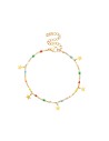 Pulsera Acero - Enamel Multi - Estrella - 16+5 cm - Color Oro