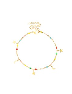 Pulsera Acero - Enamel Multi - Luna Estrella - 16+5 cm - Color Oro 2