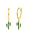 Pendientes Aro - Cactus 8mm - Bañado Oro y Plata Rodiada