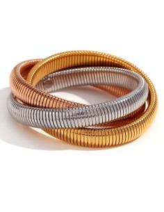 Pulsera Acero - Triple estirable - Acero, Rosa y Oro Color 2