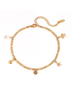 Tobillera Animales - Acero Perla 22+6cm - Color Oro 2