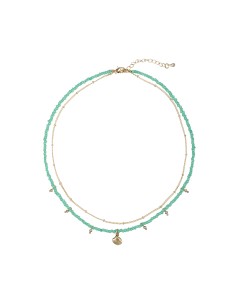 Collar - Concha Agata Verde - 36+4cm - Bronce 2