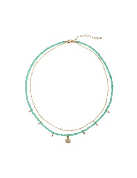 Collar - Concha Agata Verde - 36+4cm - Bronce