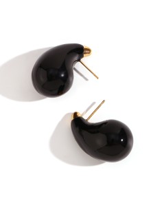 Pendientes Acero Enamel - Lágrima 31 mm - Color Oro 2