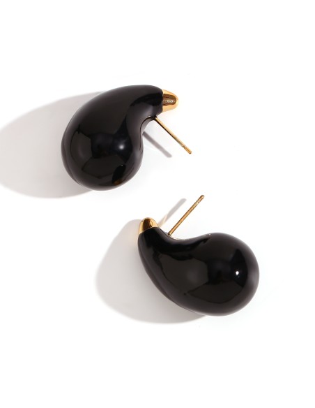 Pendientes Acero Enamel - Lágrima 31 mm - Color Oro