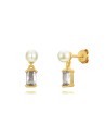 Pendientes Minerales - Perla 5mm - Bañado Oro y Plata Rodiada