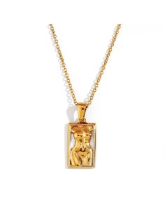 Collar Acero Silueta Femenina - 40+5 cm - Acero y Oro Color 2