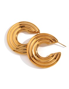 Pendiente Acero Semi Aro Huecos - 3 Tubos - 40mm - Color Oro y Color Acero 2