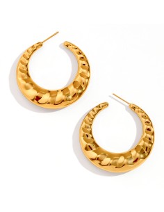 Pendiente Acero Semi Aro Huecos - Trenzado - 40 mm - Color Oro y Color Acero 2