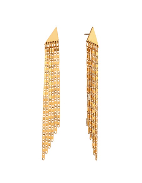 Pendiente Acero Triángulo Cadena - 75 mm - Color Oro y Color Acero