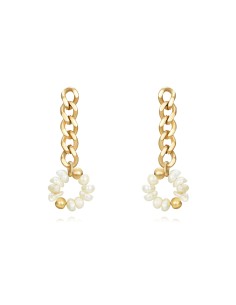 Pendiente Acero - Eslabon - Perla 42,50 - Color Oro 2