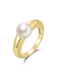 Anillo Mineral - Perla Cultivada ~9 mm - Bañado Oro 2