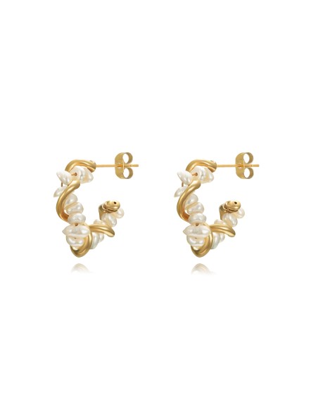 Pendientes Perla - Semi Aro Ext 22mm(Int 10mm) - color oro