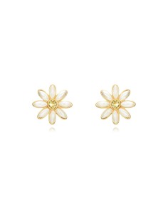 Pendientes Acero - Flor Perla 22mm - Color Oro 2