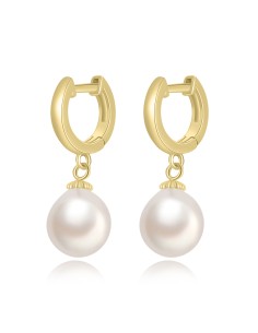 Pendientes Aro Perla Cultivadas Minerales - 12+11 mm - Bañado oro y Plata Rodiada 2