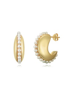 Pendientes Minerales Perla - 24 mm - Bañado oro y Plata Rodiada 2