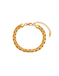 Pulsera Acero - Cadena Haricot Veneciana - 16+4 cm - Color Oro 2