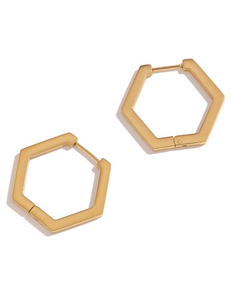 Pendientes Acero - Hexagonal 29,50mm - Color Oro Pendientes Acero - Hexagonal 29,50mm - Color Oro