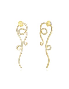 Pendientes de serpiente - 60 mm - Circonita - Bañado oro y Plata Rodiada 2