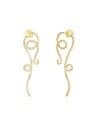 Pendientes de serpiente - 60 mm - Circonita - Bañado oro y Plata Rodiada