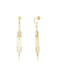 Pendientes Circonita 62mm Bañado Oro y Plata Rodiada 2