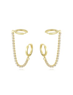 Pendientes Aros 12 mm - Tenis Cadena - Circonita - Bañado oro y Plata Rodiada 2