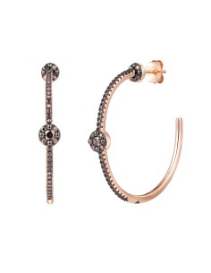 Pendientes Semi Aro - 42mm - Circonita Chocolate 3mm - Bañado Oro Rosa 2