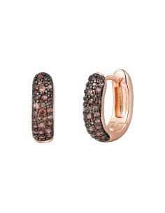 Pendientes Aro - 14*4,3mm - Circonita Chocolate - Bañado Oro Rosa 2