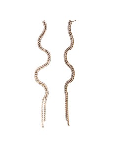 Pendiente de acero con circonita - Ola Tenis 13,5 cm - Color Oro y Color Acero 2