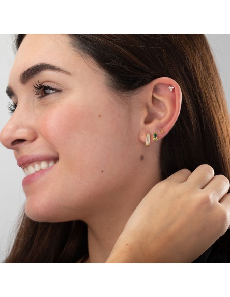 Piercing Flor - 3,5mm - Circonita - Bañado Oro y Plata Rodiada