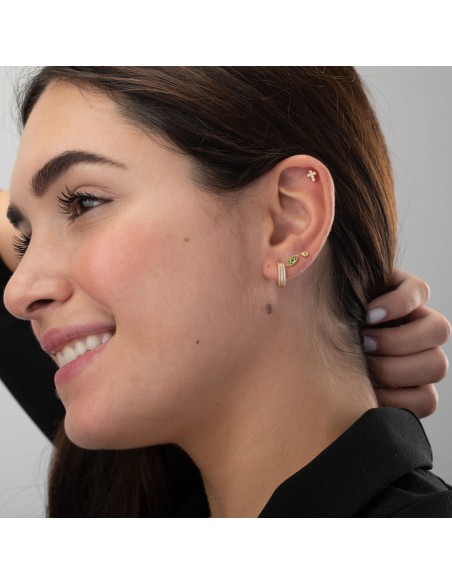 Piercing Flor - 3,5mm - Circonita - Bañado Oro y Plata Rodiada