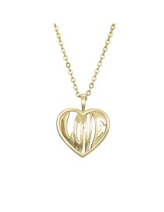 Collar Love - Corazon 15 mm - 38 + 4 cm - Bañado Oro y Plata Rhodiada 2