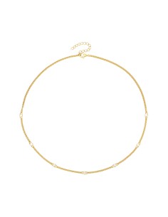 Collar Circonita - 38 + 4 cm - Bañada Oro y Plata Rodiada 2