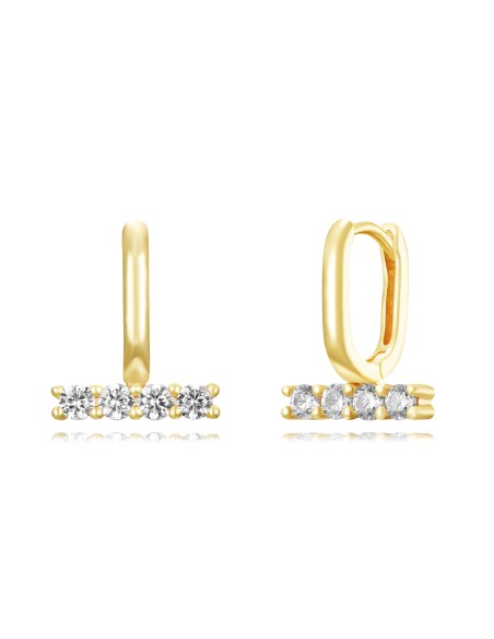 Pendientes Aro Rectangular - Barra 11mm - Bañado Oro y Plata Rodiada