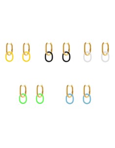 Pendiente Acero - Resina 22 mm - Color Oro