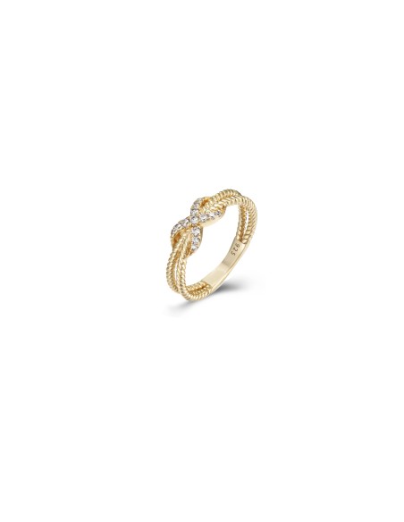 Anillo Circonita Nudo - Bañado Oro