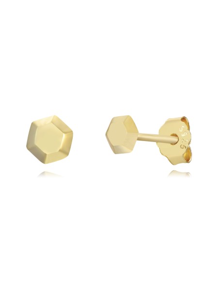 Pendientes Hexágono 4 mm - Bañado Oro y Plata Rodiada