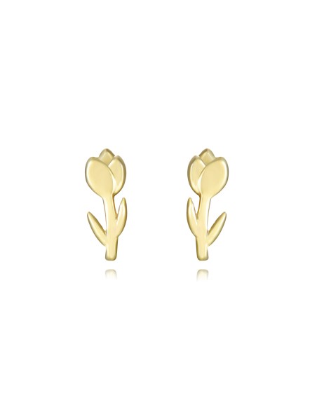 Pendientes Flor de tulipán 8 mm - Bañado Oro y Plata Rodiada