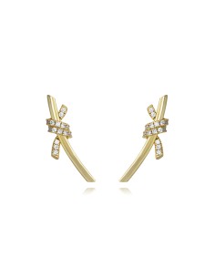 Pendientes Palo - 20 mm - Circonita - Bañado oro y Plata Rodiada