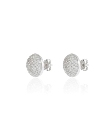 Pendientes Círculo - Circonita Blanca y Negra - 13 mm - Plata Rodiada