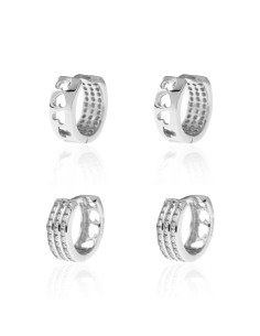 Pendientes Aro Corazón - Circonita - 18 mm (14 mm interior) - Bañado Rutenio y Plata Rodiada