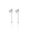 Pendientes Ear Jacket - Flecha Cadena 42 mm - Bañado Oro y Plata Rodiada