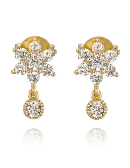 Pendientes Flor - Circonita Blanca