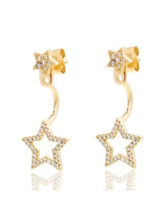 Pendientes Circonita - Ear Jacket Estrella - Plata Baño en Oro 2