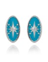 Pendientes Enamel Turquesa Oval Estrella - 9 * 5 mm